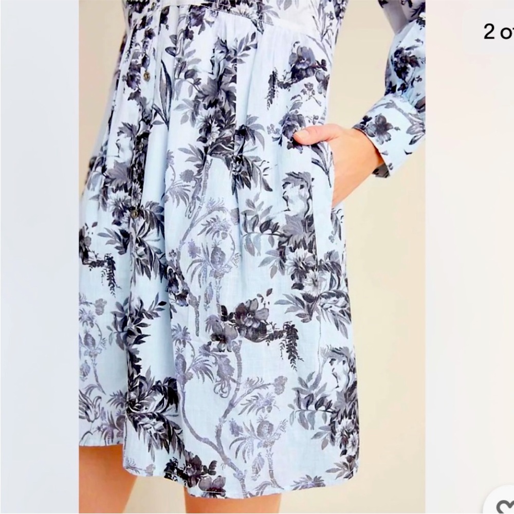 Anthropologie Lavinia Embroidered Shirtdress Black & White Toile Size 6 - Picture 6 of 14